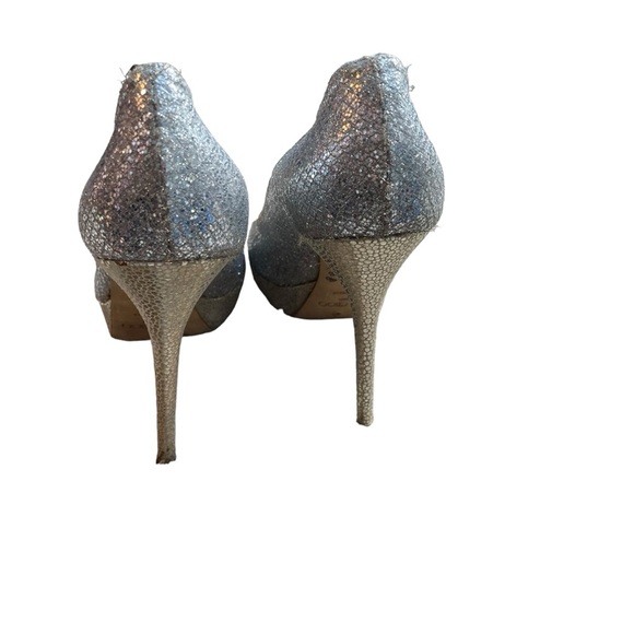 Jimmy Choo Peep Toe Platform Stiletto Glitter Sparkly Heel Womens 40 / US 10 - Picture 7 of 9